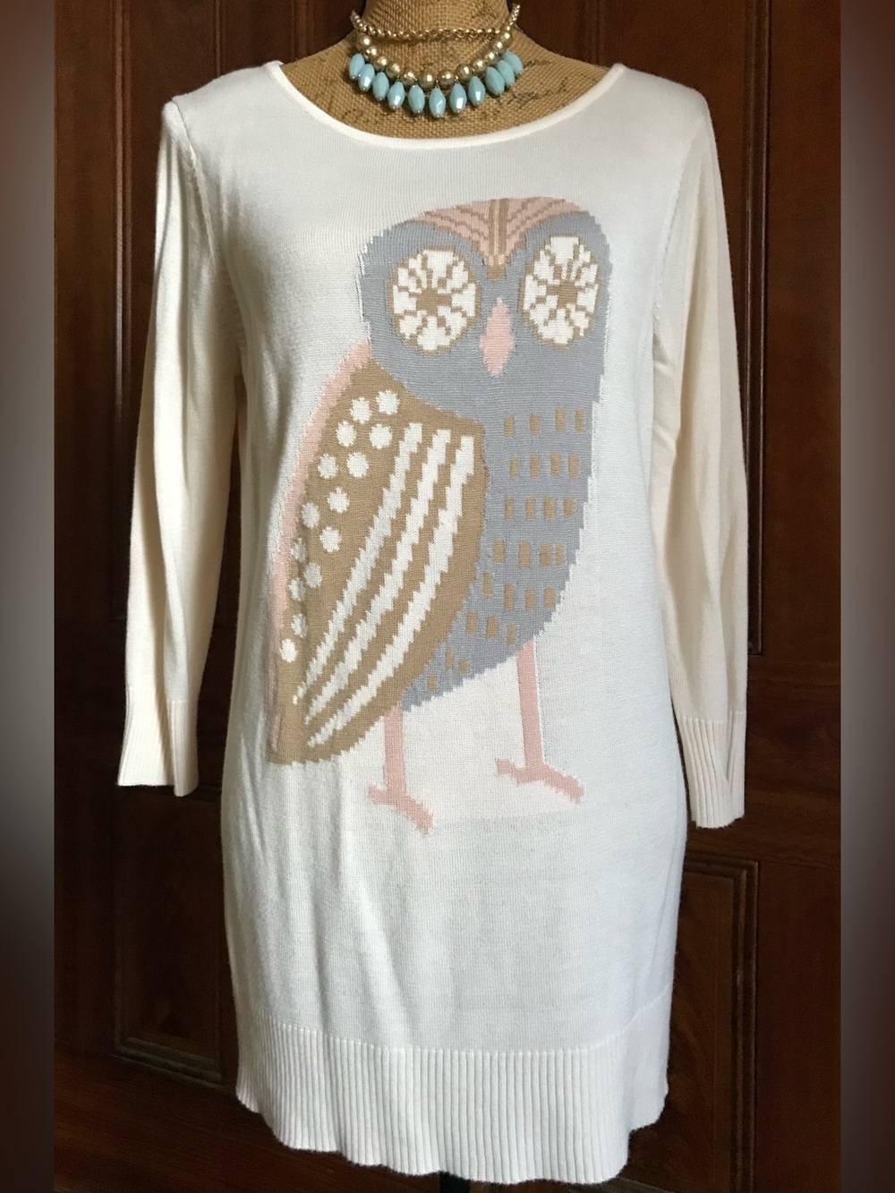 Vintage Boho Owl Sweater Blouse